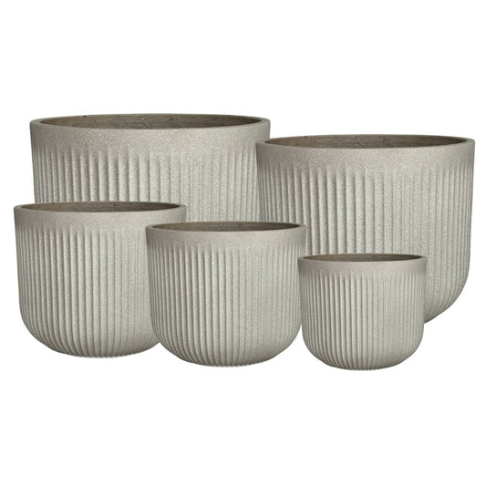 Keystone Arezzo Cylinder Pot - Taupe Terrazzo - Available at Simon's Seconds