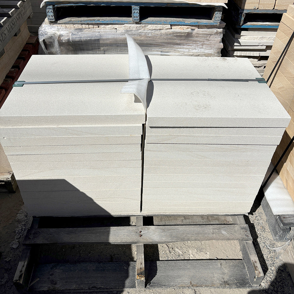 Australian Sandstone - WHITE - 600x600x50mm Natural Stone Pavers - 1st Quality - Pallet - Available at Simon's Seconds