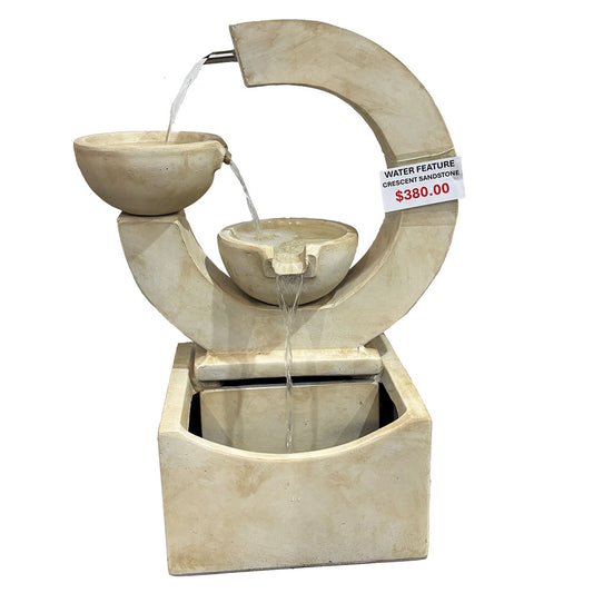 Crescent Fountain Water Feature - Sandstone - Available at Simons Seconsd