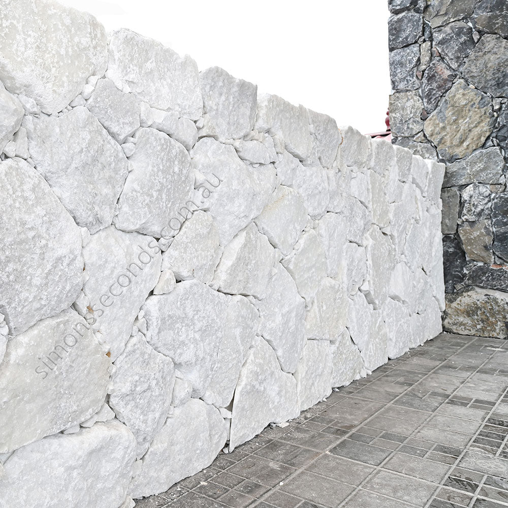 Cristallo Random Natural Stone Cladding - Sold per m2 only - 1st Quality - White cladding - Available at Simon's Seconds