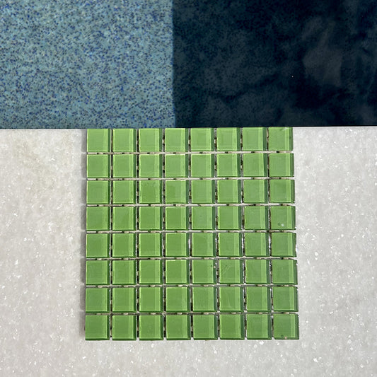 Emerald Dot Mounted Glass Mosaic Waterline Tiles - Price per Square Metre - Swimming Pool - Available at Simon's Seconds