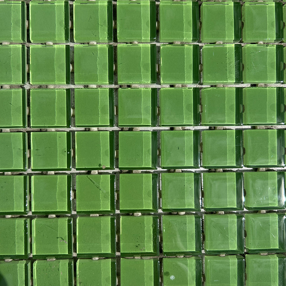 Emerald Dot Mounted Glass Mosaic Waterline Tiles - Price per Square Metre - Landscaping pool surrounds - Available at Simon's Seconds