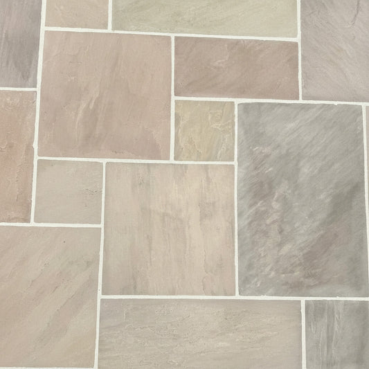 Raj Ochre Naturally Split Sandstone Patio Pack - 1st Quality - $55 per Square Metre