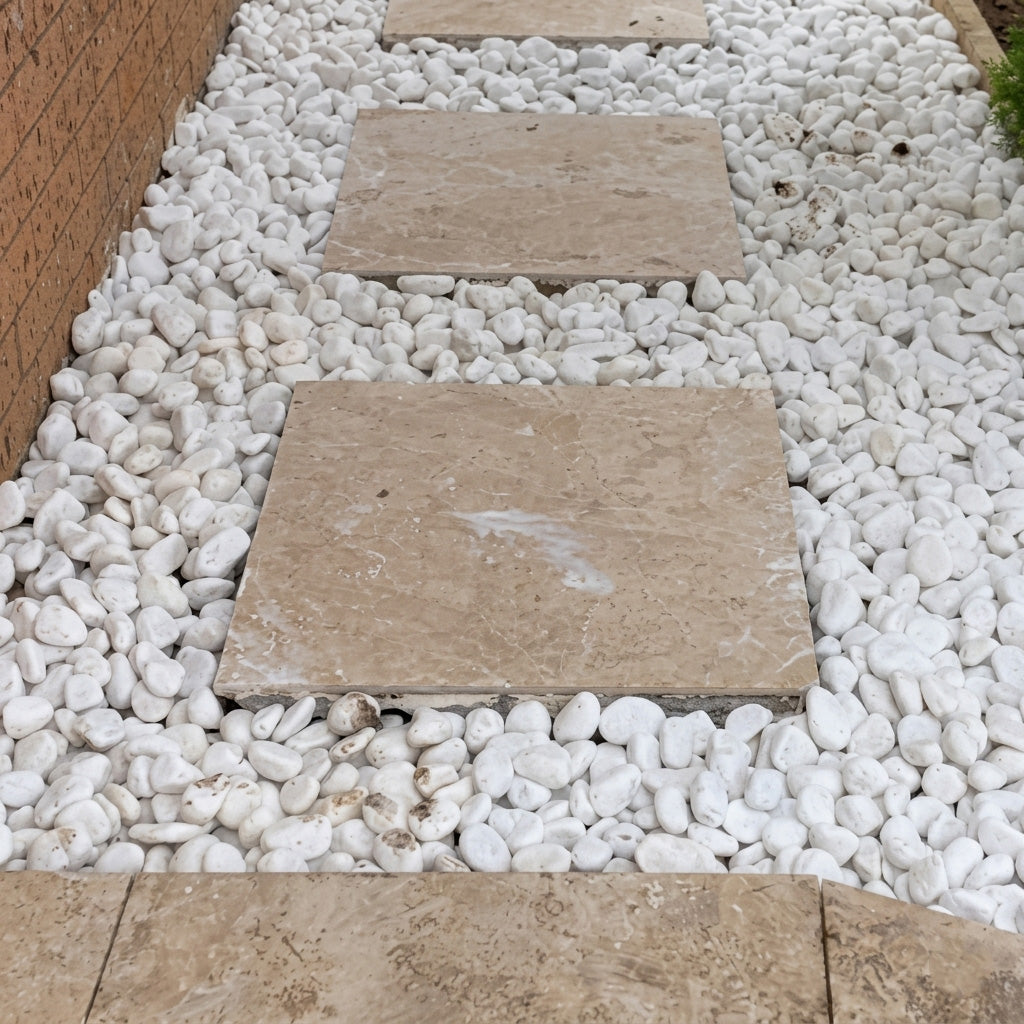 Snow White Pebbles - 30-50mm - 20kg Bag - 1st Quality