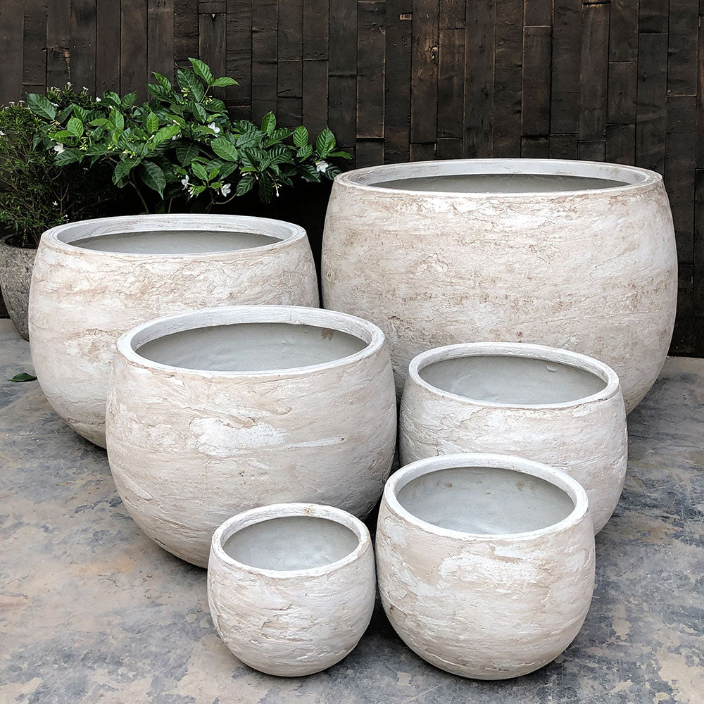Modstone Mega Belly Pot - White Pietra - Planter Garden - Available at Simon's Seconds