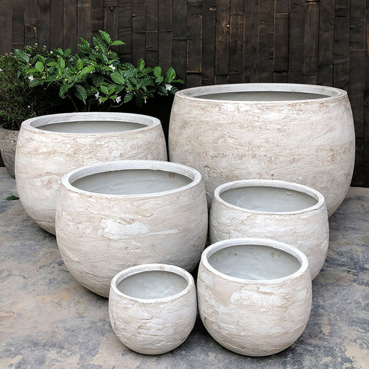 Modstone Mega Belly Pot - White Pietra - Planter Garden - Available at Simon's Seconds