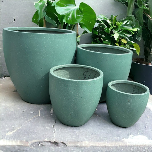 Modstone Montague Egg Pot - Sea Green Terrazzo - Garden Ideas - Available at Simon's Seconds