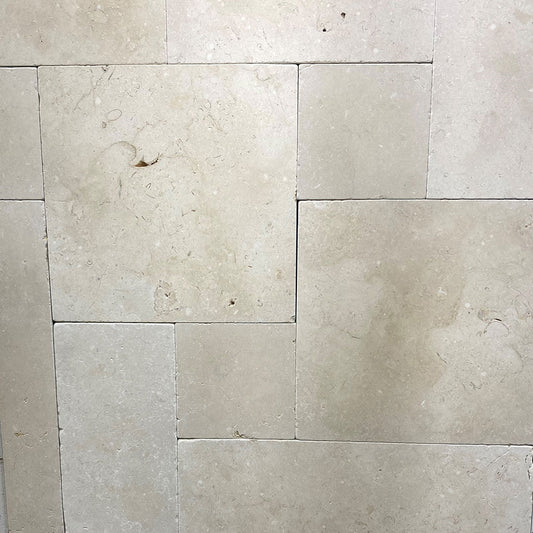 Portland Tumbled Limestone French Pattern Natural Stone Pavers - 30mm - 1st Quality - Sold per Set of 1.44m2 - Available at Simon's Seconds