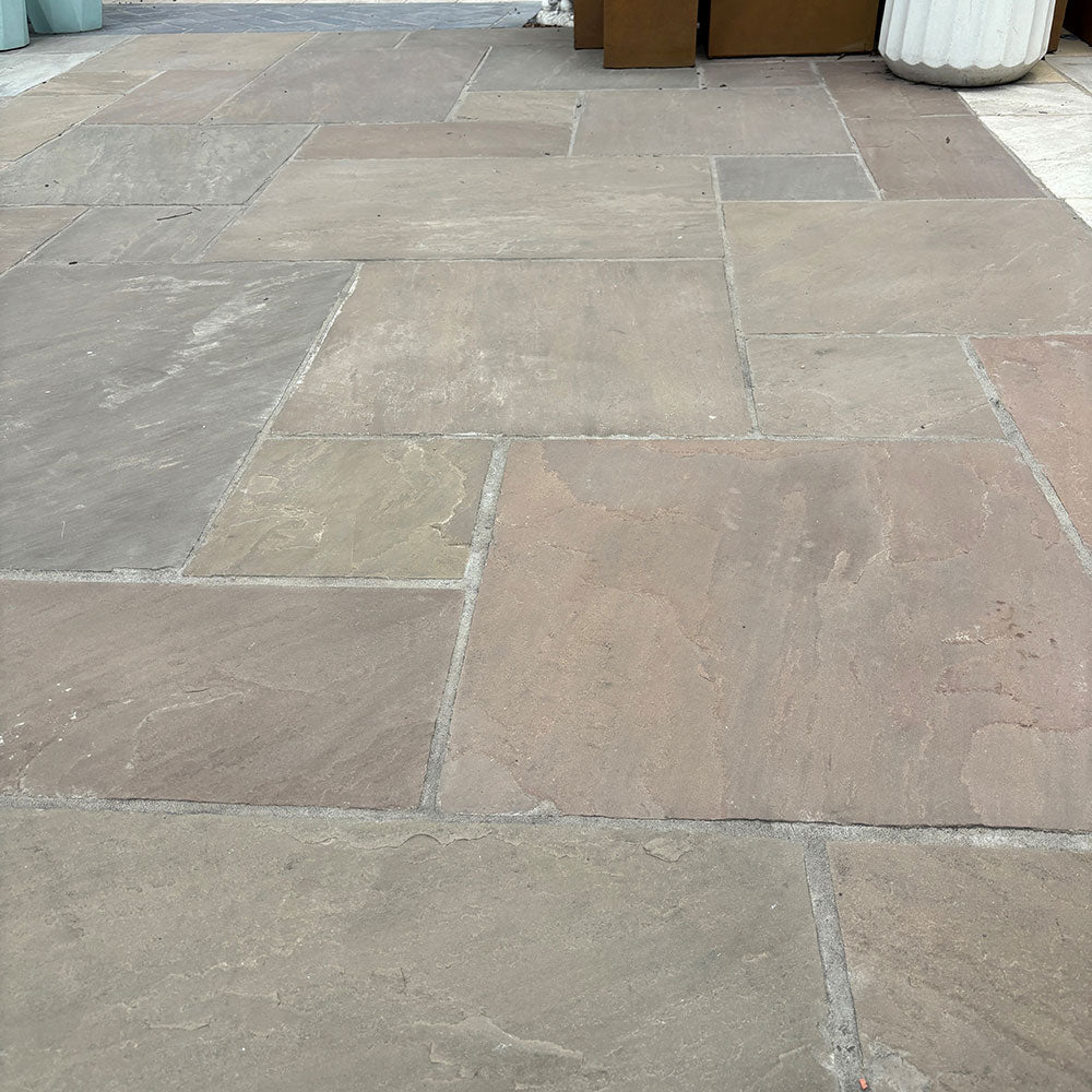 Raj Ochre Naturally Split Sandstone Patio Pack - 1st Quality - Swimming Pool Pavers - Available at Simon's Seconds