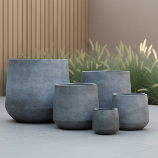 Modstone Satine Tapered Cylinder Pot - Grey - Available at Simon;s Seconds