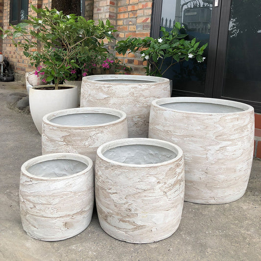 Modstone Storm Cylinder Pot - White Pietra - Available at Simons Seconds