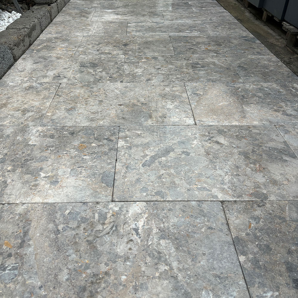 Toscana Grey Marble 600x400x30mm Natural Stone Pavers - 1st Quality - Laid on Pathway - Available at Simon's Seconds