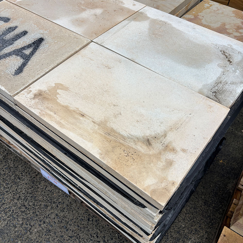 Travertine 600x400x40mm Concrete Pavers - Chalk - Factory Seconds - Clearance - Available at Simon's Seconds