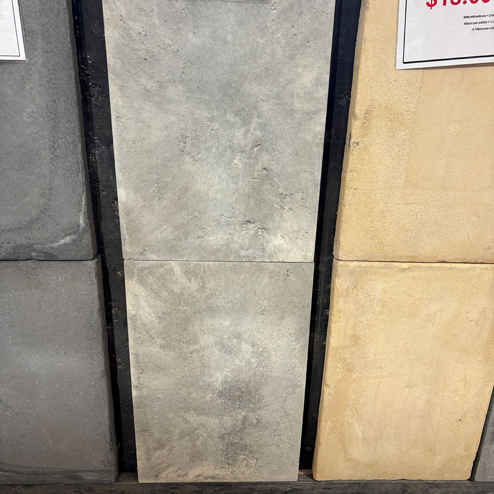 Travertine 600x400x40mm Concrete Pavers - Silver - Factory Seconds - Landscaping outdoor areas - Available at Simon's Seconds