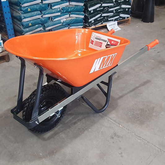 Westmix Handyman 100 Litre Steel Tray Wheelbarrow - 16" Pneumatic Wheel - Available at Simon's Seconds