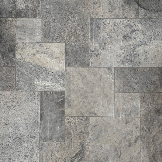 Silver Travertine French Pattern 12mm Natural Stone Tiles - SOLD per 1.48m2 set