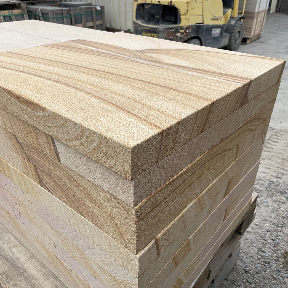 Australian Sandstone 600x600x50mm Natural Stone Pavers - 1st Quality - Pallet Picture - Available at Simon's Seconds