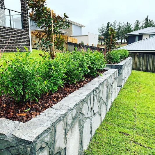 Lava Honeycomb Basalt / Bluestone 400-600mm x 30mm Random Natural Stone Flagging- 1st Quality - Price per Square Metre - Laid as Wall Cladding - Available at Simon's Seconds