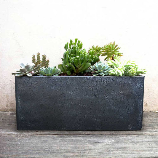 Keystone Charlotte Trough - Black - Northcote Pottery - insitu - Available at Simon's Seconds