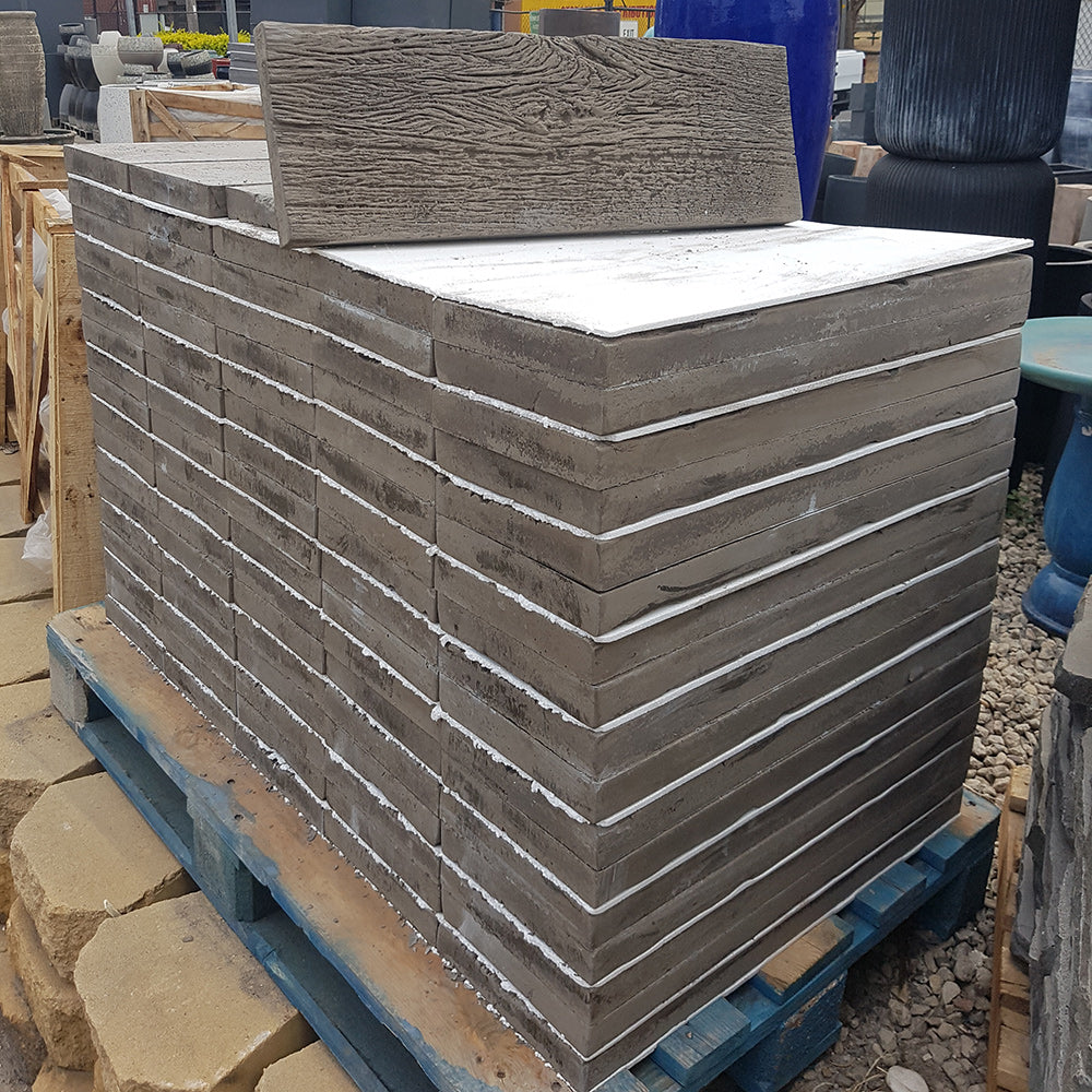 Myst Timberstone 660x220x40mm Concrete Pavers - Ironbark - 1st Quality - Pallet Picture - Available at Simon's Seconds