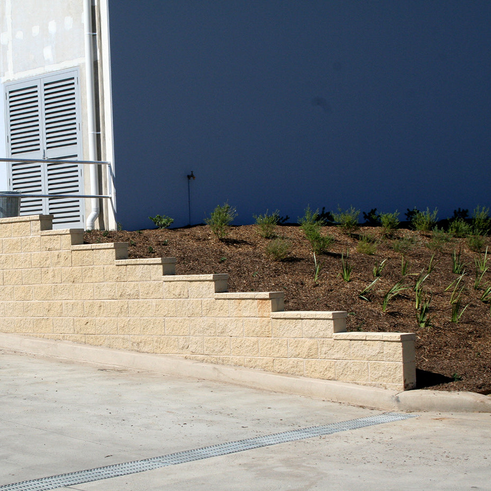 Tasman Dry Stack Retaining Wall Full Block - Appinstone - Factory Seconds - Picture of 1st Quality Laid Blocks - Available at Simon's Seconds