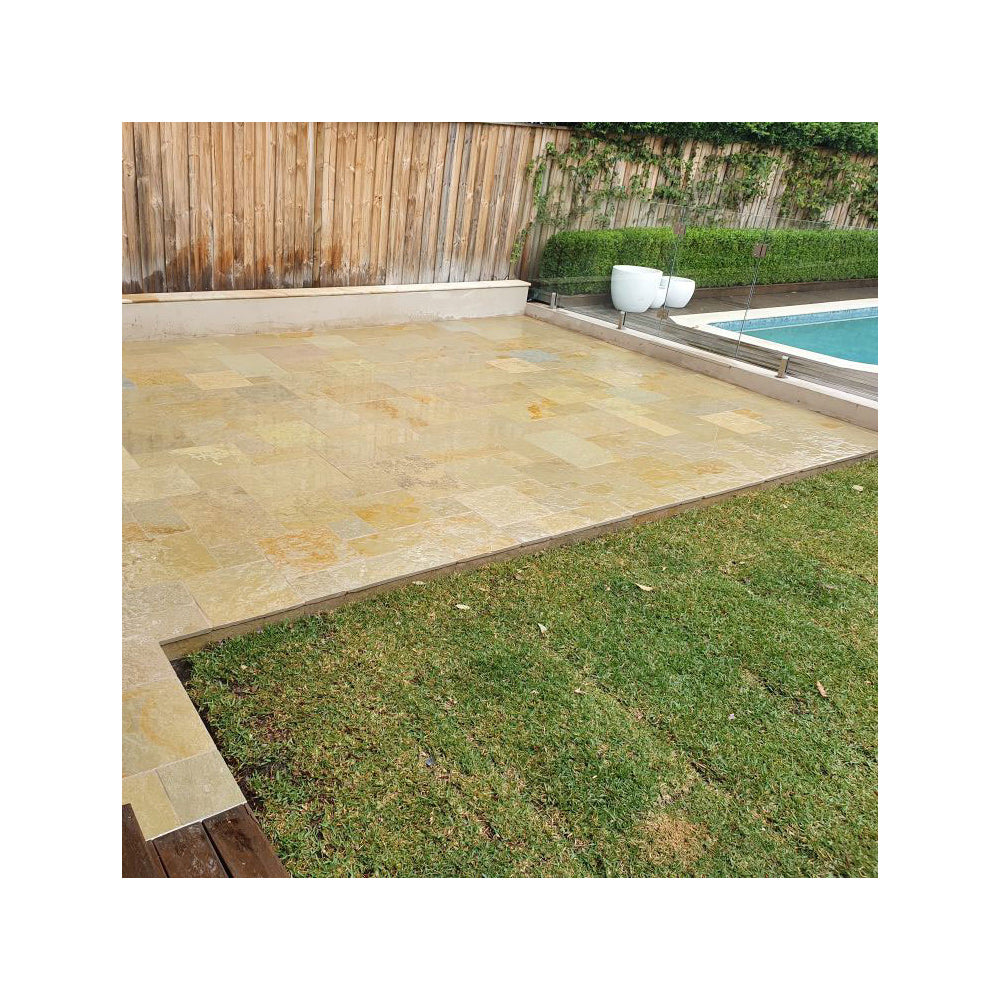 Tuscan Beige Limestone 400x400x25mm Natural Stone Pavers - 1st Quality - Available at Simon's Seconds