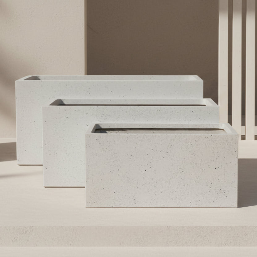 UrbanLITE Asher (Elliot) Trough - White Terrazzo - Northcote Pottery - Available at Simon's Seconds