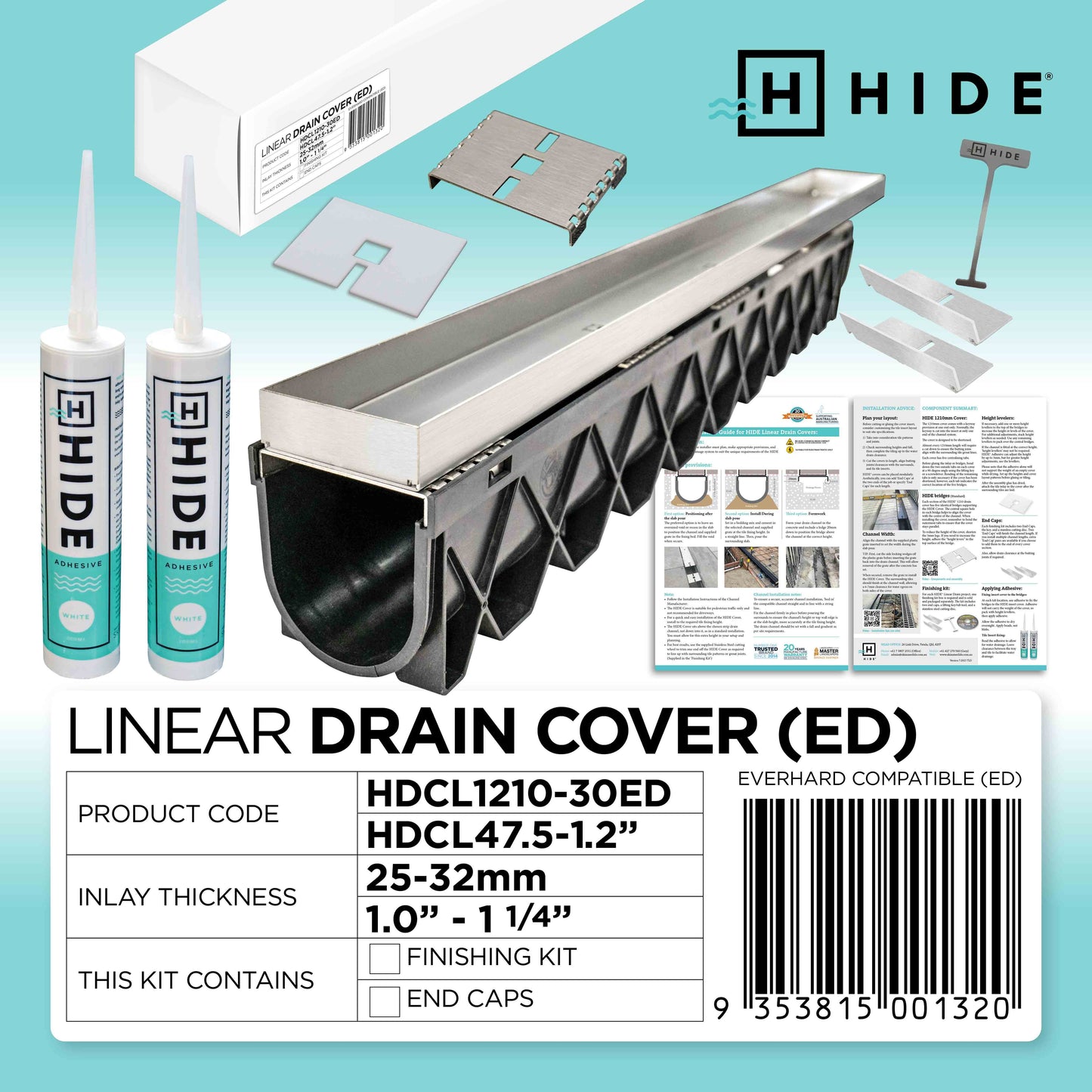 Hide Linear Drain Kit 15-22mm