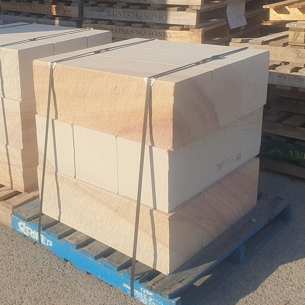 Australian Sandstone Hydrasplit Blocks - 900mm Long x 300mm Wide - 300mm High - 1st Quality - v2 - Available at Simon's Seconds
