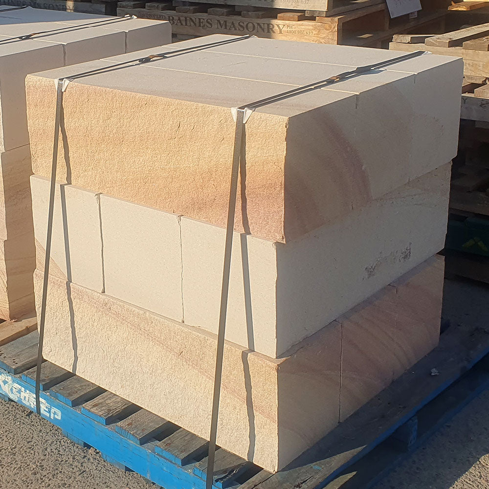 Australian Sandstone Hydrasplit Blocks - 900mm Long x 300mm Wide - 300mm High - 1st Quality - v1 - Available at Simon's Seconds