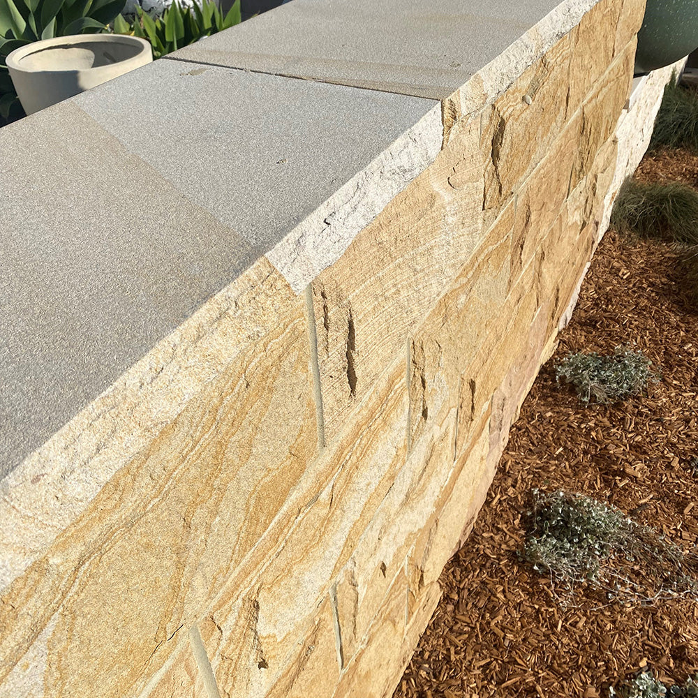 Australian Sandstone 800x300x50mm Rockface Capping - 1st Quality - Top of Wall - Available at Simon's Seconds