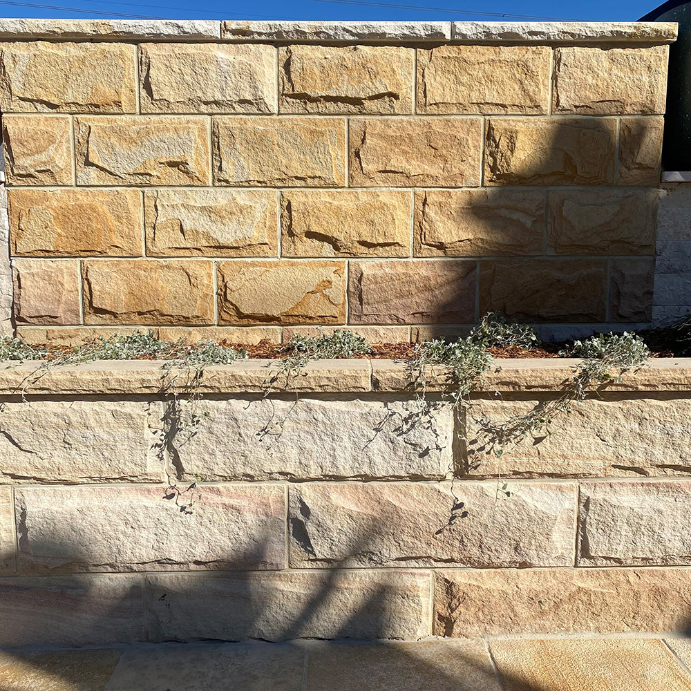 Australian Sandstone 800x300x50mm Rockface Capping - 1st Quality - Walling - Available at Simon's Seconds