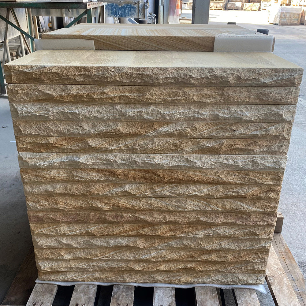 Australian Sandstone 800x300x50mm Rockface Capping - 1st Quality - Pallet - Available at Simon's Seconds