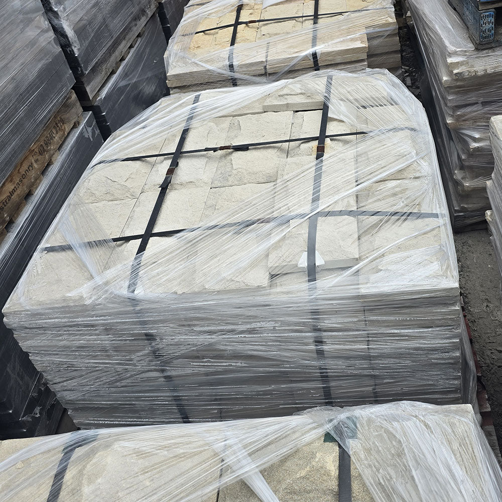 Australian Sandstone Rockface Cladding - WHITE - 400x200x30mm - 1st Quality - Pallet - Available at Simon's Seconds