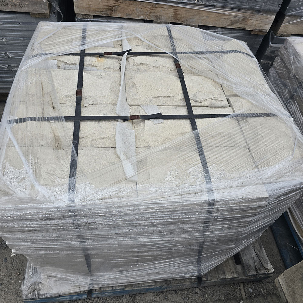 Australian Sandstone Rockface Cladding - WHITE - 400x200x30mm - 1st Quality - Exterior Design - Available at Simon's Seconds