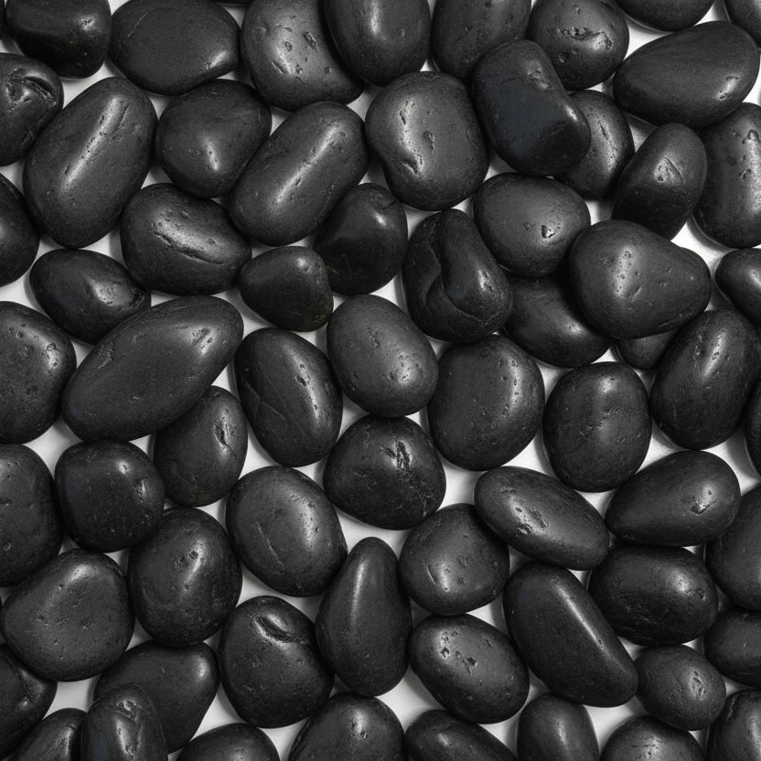 Black Polished Pebbles - 30-50mm - 20kg Bag - 1st Quality