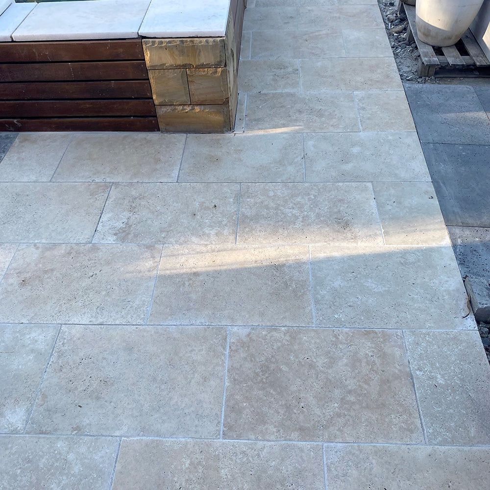 Classic Travertine 610x406x12mm Tumbled Natural Stone Tiles - 1st Quality - Laid - Available at Simon's Seconds