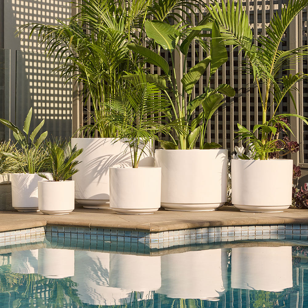 Modstone Fynn Planter Pot - Pure White - Swimming Pool Landscaping Design - Available at Simon's Seconds