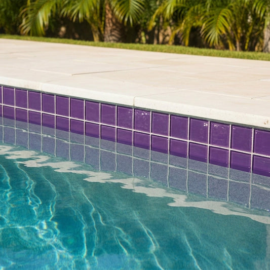 Magic Purple Dot Mounted Glass Mosaic Waterline Tiles - Price per Square Metre