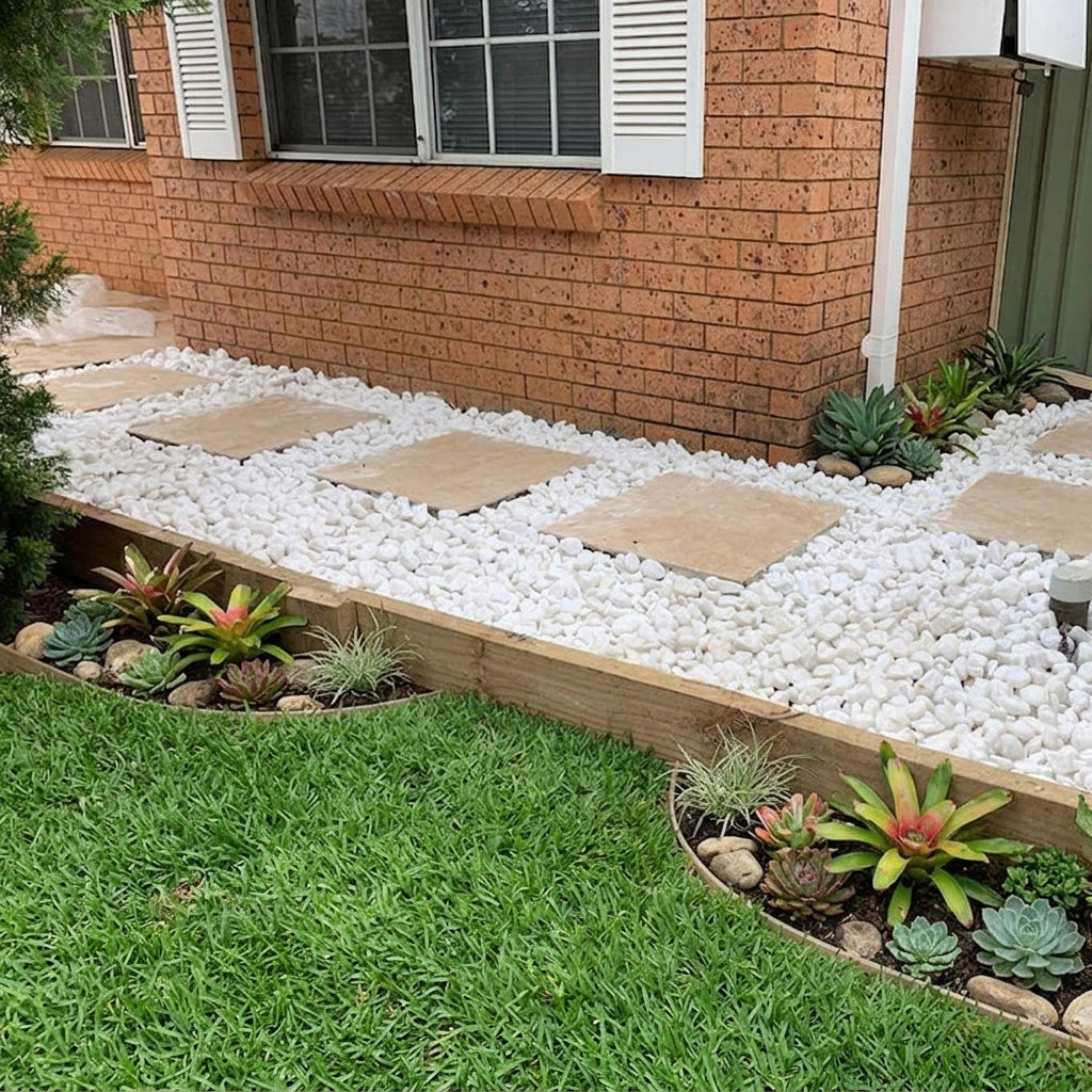 Snow White Pebbles - 30-50mm - 20kg Bag - 1st Quality