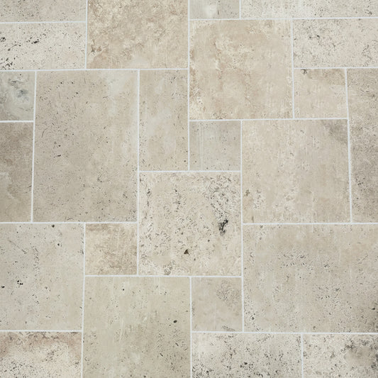 Classic Travertine French Pattern 12mm Natural Stone Tiles - SOLD per 1.48m2 set