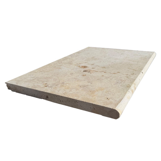 Ivory Travertine 610x406x30mm Tumbled Natural Stone Pavers - 1st Quality - Bullnose & Pencil Edge | SOLD Per Piece