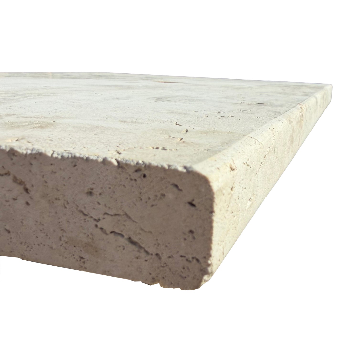 Ivory Travertine 610x406x30mm Tumbled Natural Stone Pavers - 1st Quality - Bullnose & Pencil Edge | SOLD Per Piece