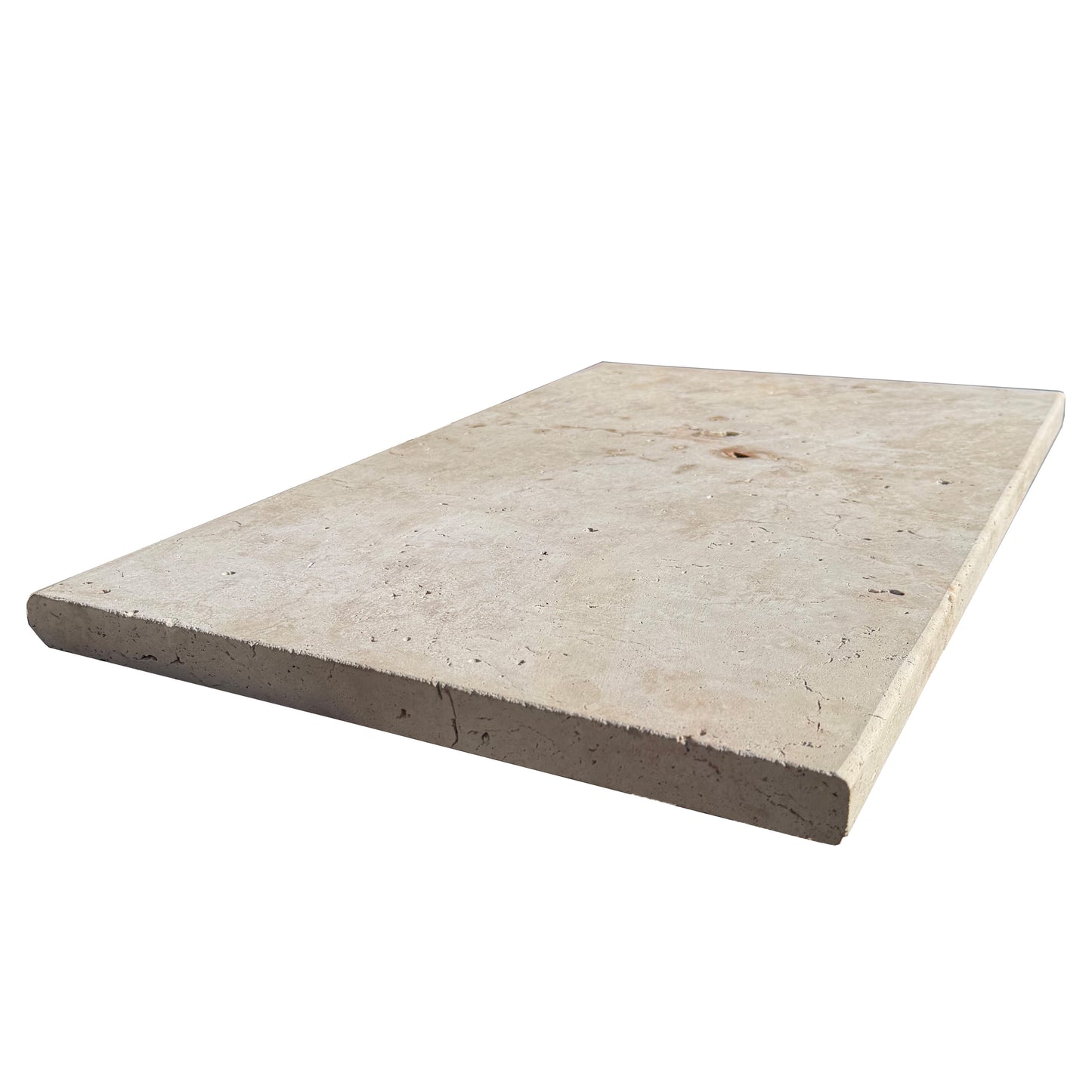 Ivory Travertine 610x406x30mm Tumbled Natural Stone Pavers - 1st Quality - Bullnose & Pencil Edge | SOLD Per Piece