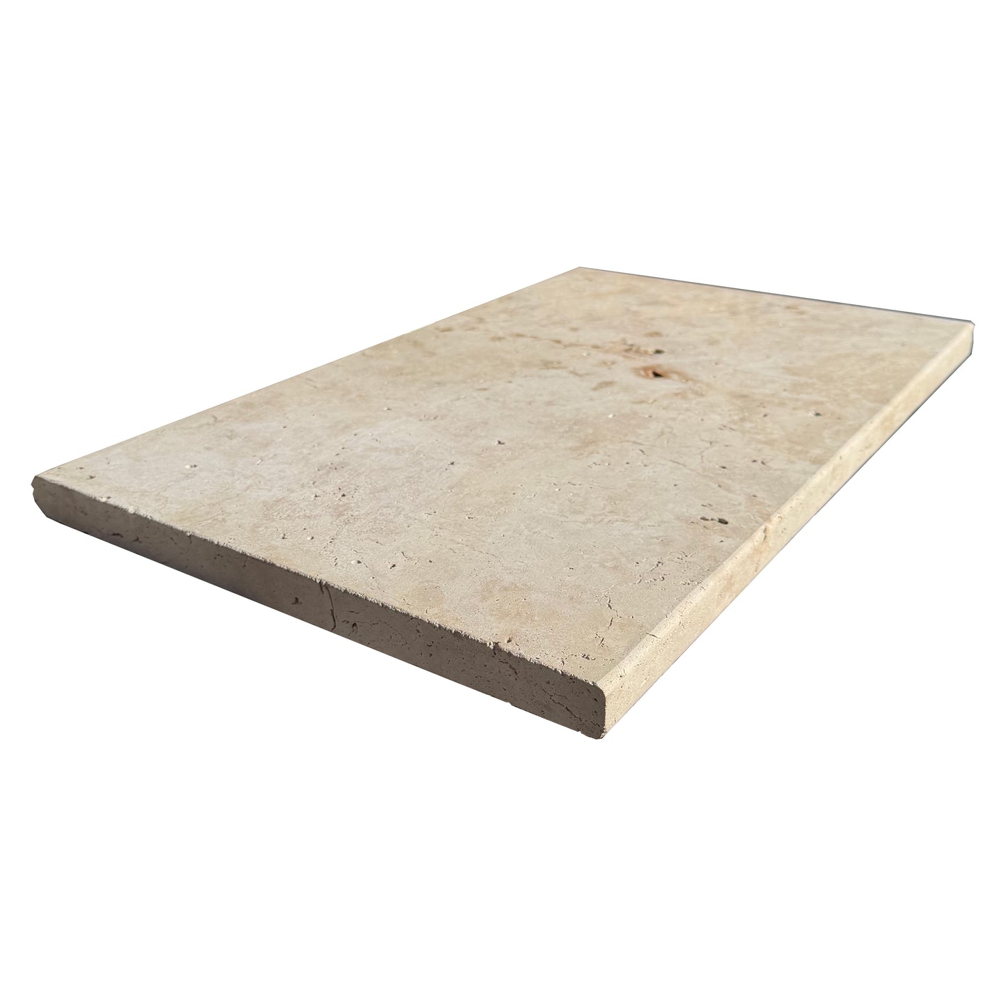 Ivory Travertine 610x406x30mm Tumbled Natural Stone Pavers - 1st Quality - Bullnose & Pencil Edge | SOLD Per Piece