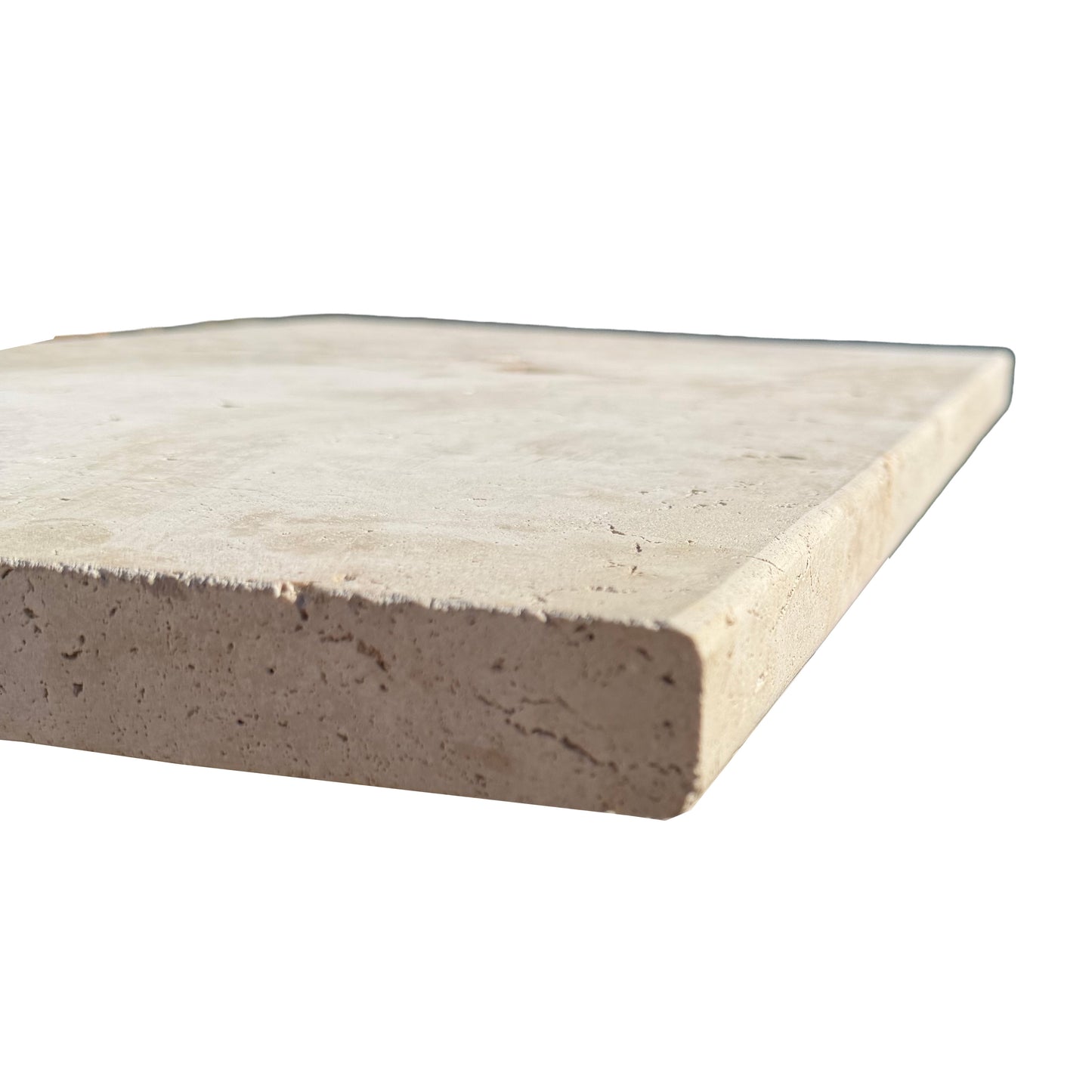 Ivory Travertine 610x406x30mm Tumbled Natural Stone Pavers - 1st Quality - Bullnose & Pencil Edge | SOLD Per Piece