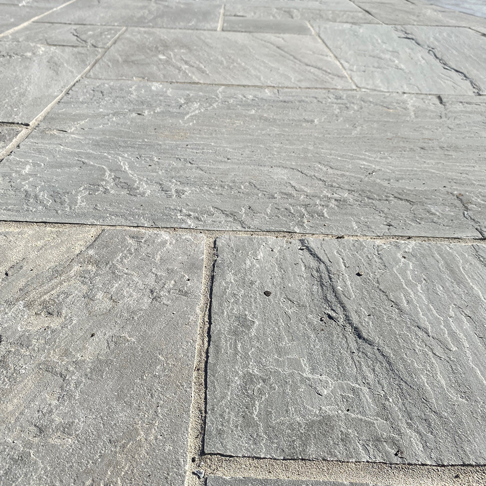 Raj Grey Naturally Split Sandstone French Pattern Patio Pack - 1st Quality - $85 per Square Metre - Laid - Available at Simon's Seconds