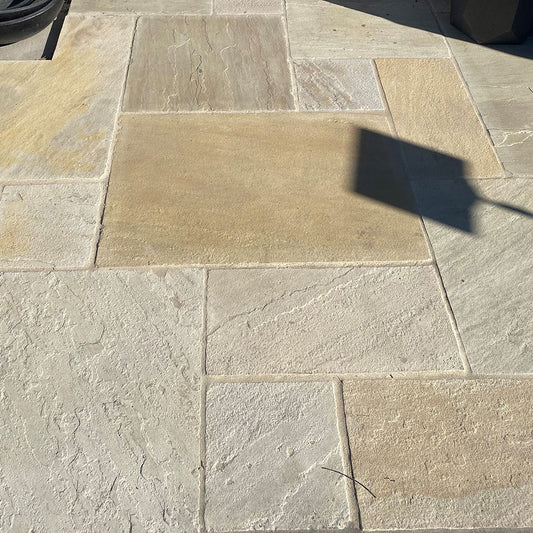 Raj Indian Dawn Naturally Split Sandstone French Pattern Patio Pack - 1st Quality - $85 per Square Metre