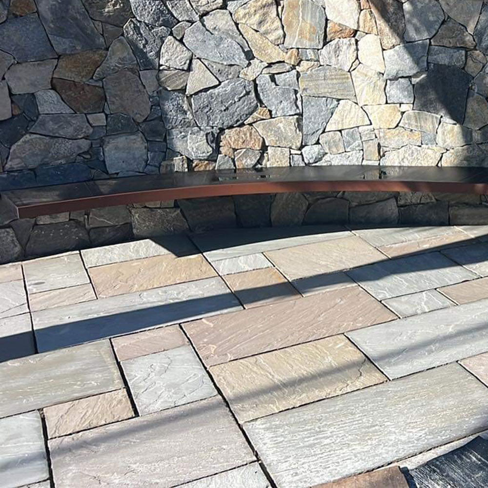 Grey Quartz Random Natural Stone Cladding - Sold per m2 only -1st Quality - Outdoor Seating Area - Available at Simon's Seconds