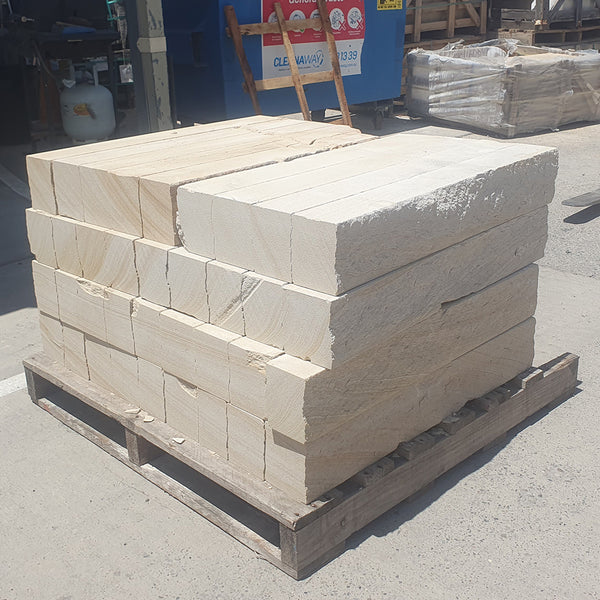 Australian Sandstone Hydrasplit Blocks - 600mm-900mm Long x 100-130mm Wide - 150mm High - 1st Quality (Price per Lineal Metre)